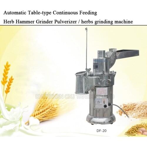 Automatic Table-type Continuous Feeding Herb Hammer Grinder Pulverizer / herbs grinding machine 20kg/hour DF-20