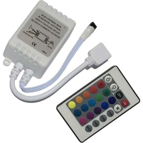 Car LED Light Strip Controller Cable InfraredRemote Control 24-key RGB Colorful 4PINOutput White Shell