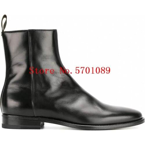 Men Chelsea Ankle Boots Casual Zipper Genuine Leather Shoes Zipper Pointy Toe Western Cowboy London Side Zip Chelsea Boots