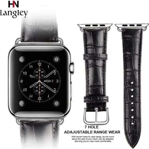 Genuine Leather Crocodile Wristbands For Apple Watch SE 6 5 4 3 40mm 44mm Bracelet Straps Iwatch 38mm 42mm Watches Accessoriess