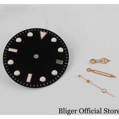 Sterile Black Men Watch Dial Date Window Fit NH35 Movement 2 Feets Rose Gold edge
