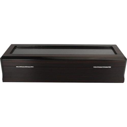 6-Slots Watch Box Wood Watch Display Case Storage Organizer Large Glass Top