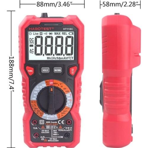 HT118 6000 Counts 1000V AC DC Digital Multimeter NCV Multimetro Voltage Meter