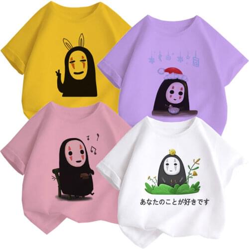 Baby Cartoon Anime Faceless Male Print Pattern T-Shirt For Boys And Girls Soft And White Childrens Summer Fashion New Tops