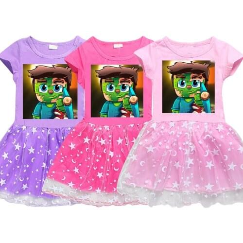 Kids Beckbro Anime Princess Dress 2021 Summer Short Sleeve Cartoon Dress Childrens Birthday Vestidoes Clothes Halloween Costume