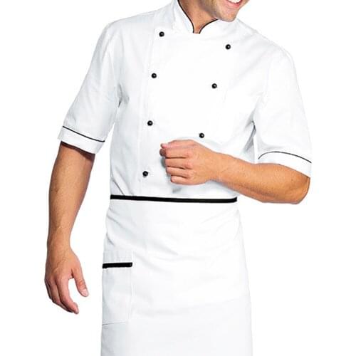 Kitchen jacket sleeved chef restaurant pizzeria hotel elegant White