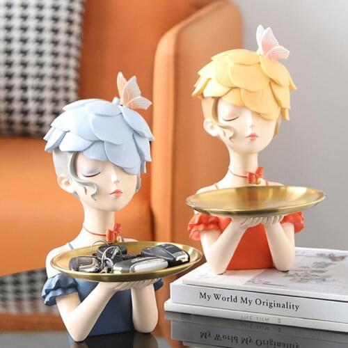 Nordic Style Butterfly Girl Figurine Ornament Modern Crafts Home Decor Living Room Desktop Statue Sculpture Decoration Girl Gift