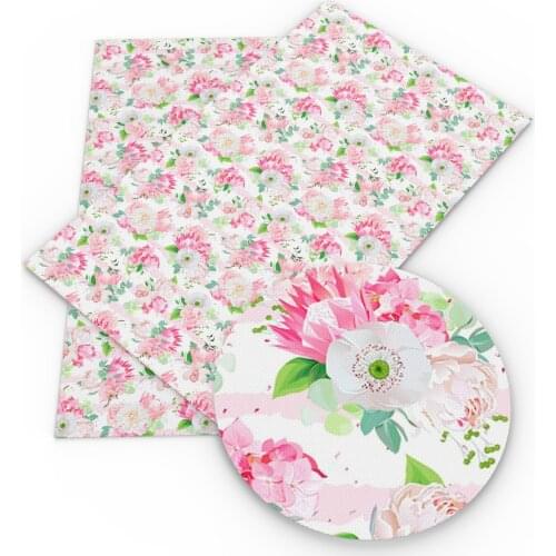 David angie 20*33cm Flower Print Faux Synthetic Leather For Hairbow,DIY Decor Bag Sewing Handmade Material,1Yc5739