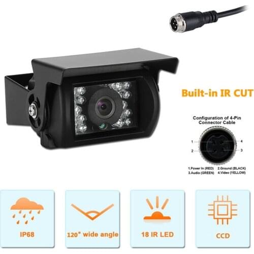 Bus Truck Van Reversing Camera Reversing Infrared Night Vision Waterproof 4Pin Rear View Backup Camera CCD