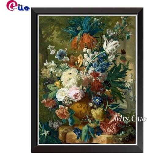 Classical Flowers Full Square Round 5D DIY Diamond Painting Set Diamond Embroidery Mosaic Picture Still Life Flowers In Vase