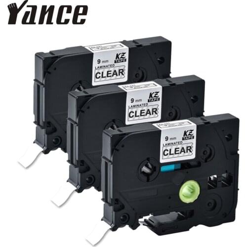 3Pcs label tape Tze-121 Tz-121 Laminated Tape Compatible For Brother label printer 9mm black on clear Tze121 label maker tape