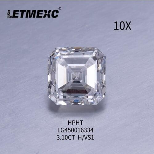 LETMEXC Jewelry 3.10ct H Color Loose Synthetic Diamond Lab Assher Cut HPHT Diamond