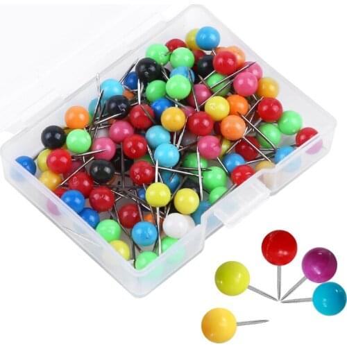 LMDZ 100/200PCS 5mm Map Tacks Push Pins Color Positioning Pin with Box Safety Pin Colored Thumbtack Office School Supply