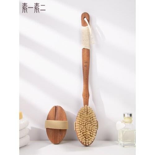 Long Handle Bath Brush Bristle Bath Brush Soft Fur Rubbing Mud and Back Brush Bath Towel Back Dry Brushing Artifact Body Brush