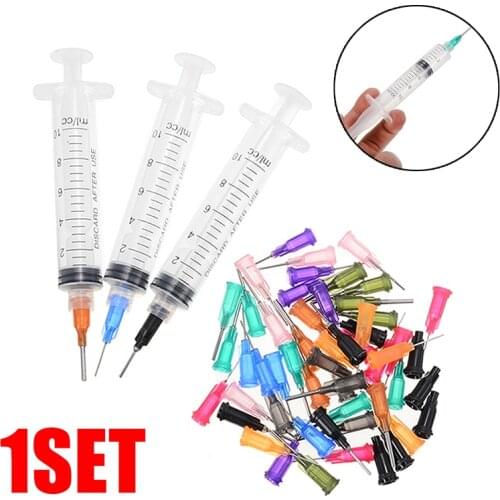 Mayitr 3pcs 10CC Dispensing Syringe SMT SMD PCB Solder Paste Adhesive Glue Liquid Dispenser with Plunger + 14GA-30GA Needles