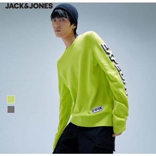 JackJones Mens Wool Round Neckline Letter Woven Pattern Knit Sweater| 220424003
