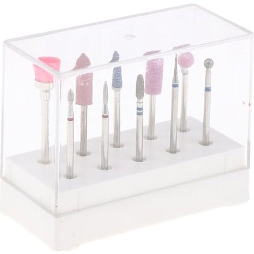 Carbide Quartz 2.35mm Nail Drill Bits Brush Set Acrylic Nail Gels Files Buffing Removal Bits Manicure Tools Kit 10Pcs