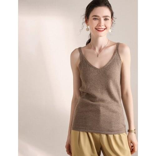 Autumn and winter new fashion cashmere suspenders womens bottoming tops keep warm and fashionable