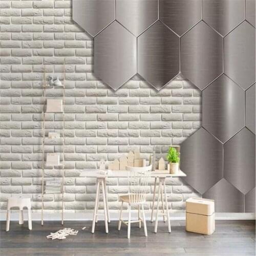 Beibehang Custom photo wallpaper mural modern minimalist brick wall metal background wall papers home decor papel de parede