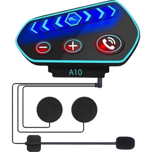 Motorcycle Bluetooth 5.0 Helmet Intercom Wireless Hands-Free Telephone Call Kit Stereo Interphone A10 for Outdoor
