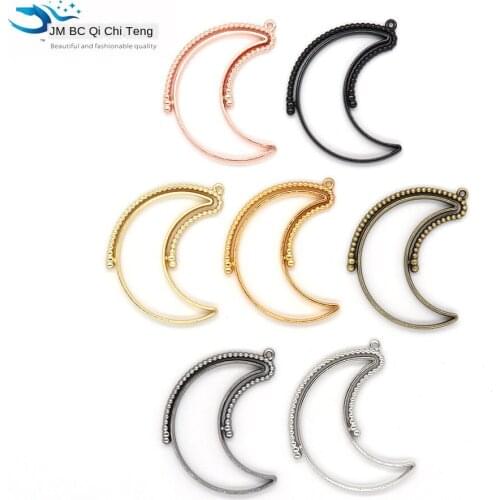 6pcs 7 Color 35X45mm moon Geometric shape diy pendant resin pendant rotation metal frame DIY Jewelry Making Crafts