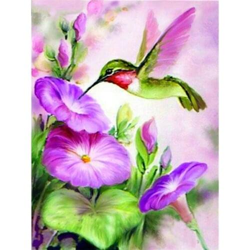 Full Round /Square drill 5D Diy Diamond Painting Hummingbird Flowers 5D Diamond Embroidery Art Diamond Mosaic Wall Sticker TY423