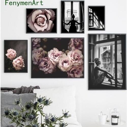 Pink Peony Posters and Prints Vogue Girl Wall Art Pictures Fashion Coco Canvas Paintings Scandinavian Living Room Home Decor