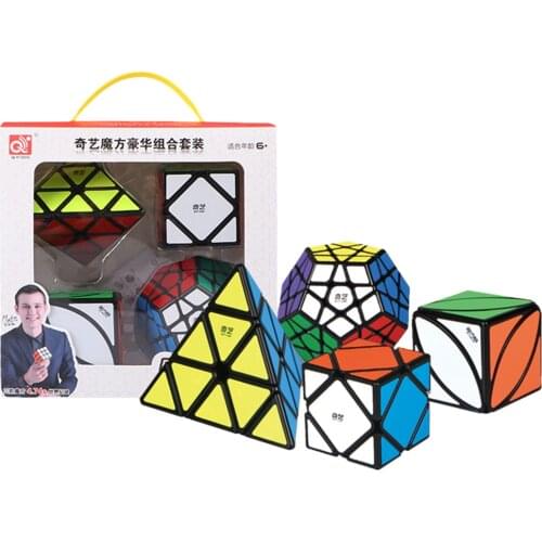 QIYI 12-sides Skew Lvy Cube Magic Speed Cube Puzzle Set Black Professional Cubo Magico Toys for Children Kids With Gift Box
