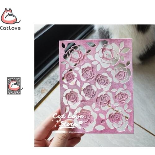 Rose Flower Background Metal Cutting Dies Scrapbooking Stencil Die Cuts Card Making Decorative Craft Embossing New Dies For 2019
