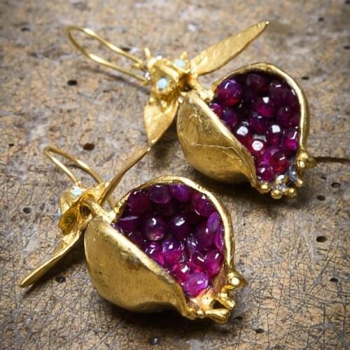 Unique Gold Pomegranate Design Earrings Dangle Hook Earrings For Women Female Fashion Jewelry Gifts For Her Dropshipping
