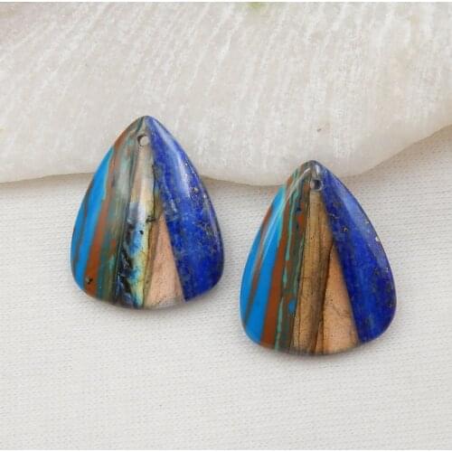 Natural stone Rainbow Asper,Labradorite,Lapis lazuli Intarsia Fashion gemstone earring jewelry,22x18x4mm,5g