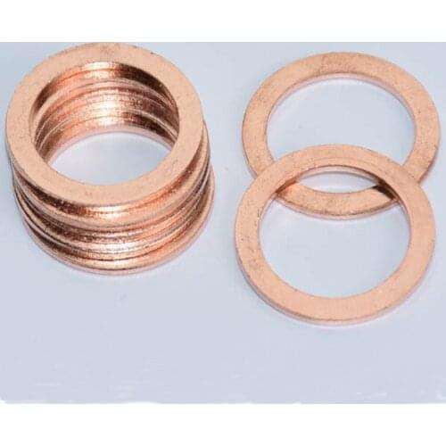 20PCS/Lot 10*14*1MM Solid Copper Washer Flat Ring Gasket Sump Plug OilFor Boat Crush Washer Flat Seal Ring Tool Parts Accessorie