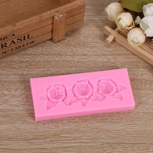 3 Rose Flowers Form Silicone Molds Cookie Baking DIY Wedding Fondant Cake Decorating Tools Candy Clay Chocolate Silicon Moulds