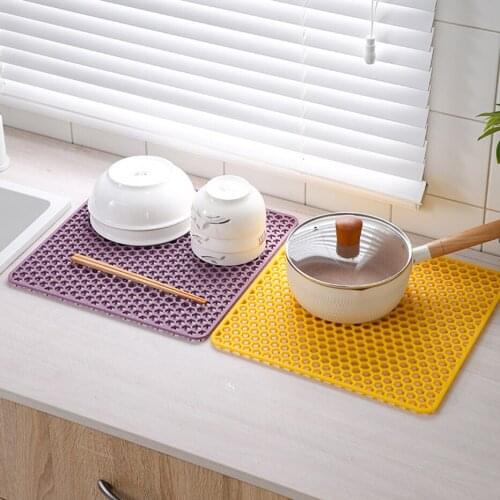 Silicone Mats Non-Slip Heat-Resistant Anti-Scalding Honeycomb Multifuctional Bowl Pot Holder Thicken Coasters