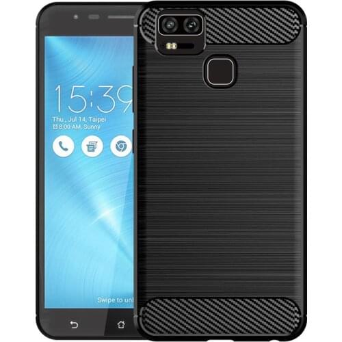 Shock Absorption Cover Soft TPU Anti Scratch Carbon Fiber Back Silicone Case for Asus Zenfone 3 Zoom ZE553KL Z01HDA
