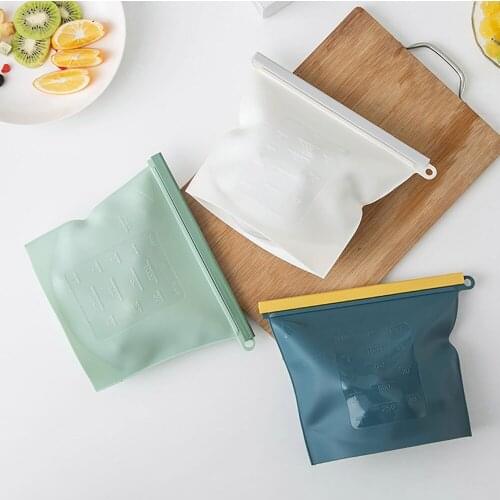 Silicone Food Bag Large Reusable Fresh Sealed Preservation Freezer High Capacity Airtight Seal Storage Ziplock Containers