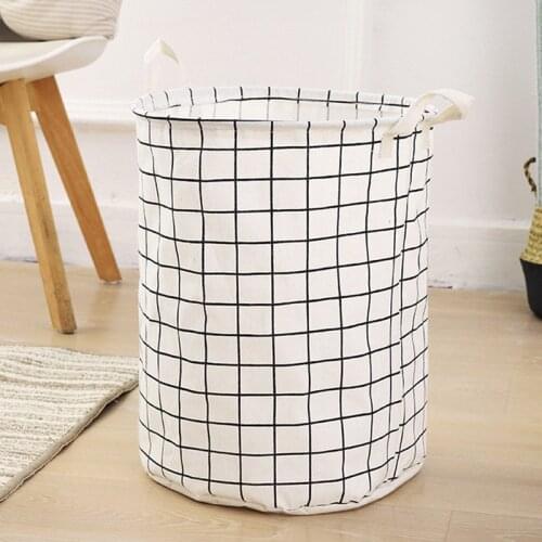 Foldable Laundry Basket Simple Style Printing Toy Storage Bucket Linen Canvas Storage Household Goods