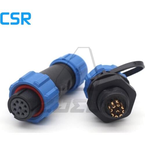 SP13, 9 pin waterproof connectors, Industrial Power Panel mount connector plug (female) socket(male),IP68, LED wire connectors