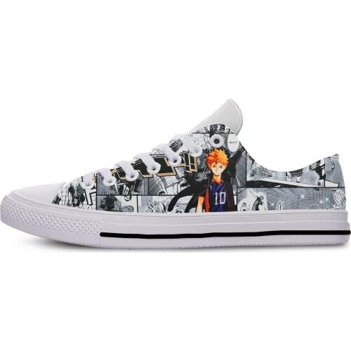 Japanese Anime Manga Haikyuu Hinata Shoyo Kuroo Casual Cloth Shoes Low Top Breathable Lightweight 3D Print Men Women Sneakers