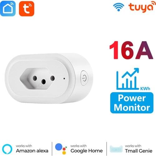 10A/16A Tuya WIFI Plug Smart life Socket Outlet Brazil Plug With Power Monitor APP Remote Control Work For Alexa Google Home