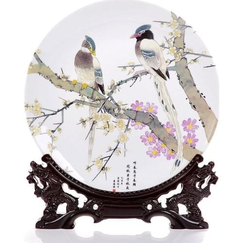 Jingdezhen high-grade ceramics hanging plate decoration plate sat modern minimalist Chinese living Home Furnishing handicrafts