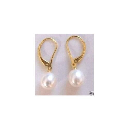 Yellow white natural pearl earring