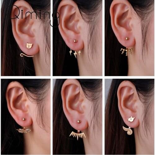 Statement Beads Thunder Bear Leaf Squirrel Stud Earrings For Women Ear Jackets Piercing Gold fashion Fashion Earrings Woman Gift