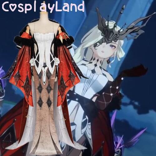 Game Genshin Impact La Signora Cosplay Costume Carnival Halloween Sexy Dress Women Outfit Full Set with Mask Props