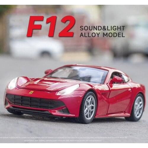 1:32 Diecast Miniature Supercar Alloy Model Ferrari F12 Pull Back Metal Vehicles for Children New Gifts Collection Christmas Toy