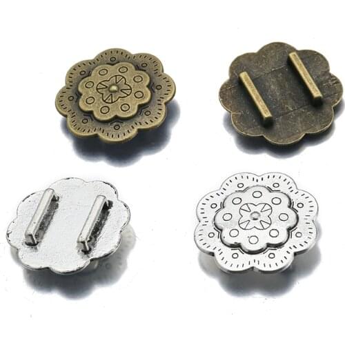 10PCS Flat Charm Antique Bronze Flower Shape Slider beads For Jewelry Making Leather Bracelet Piercing Parts Handmade Accessorie