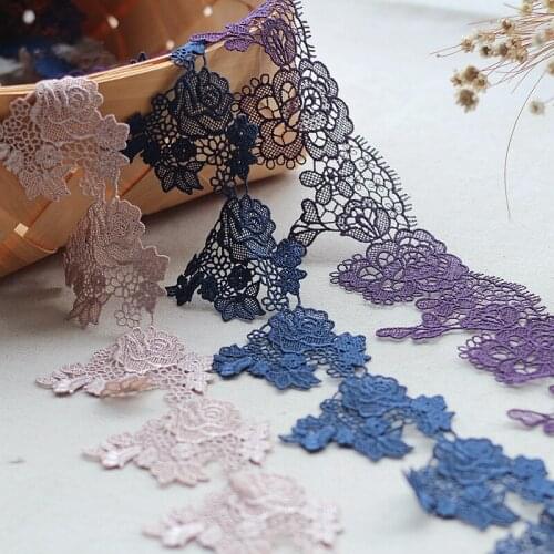 2y/lot 2.36'' Wide Venise Lace Trim, Lace Ribbon , Rose Appliques, Alter Couture Supplies Vintage Style