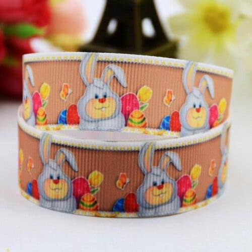 22mm 25mm 38mm 75mm Easter Rabbit Cartoon Character printed Grosgrain Ribbon party decoration 10 Yards X-00733