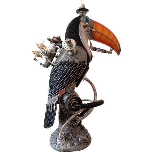 3D Mechanical Metal Model Assembled Steampunk Craft Home Decor Models Kit Ornaments Crafts Creative Gift - Toucan ( Finished)
