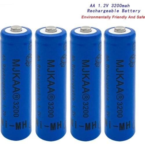 4pcs/lot AA Ni-MH 3200mAh Battery 2A Batteries 1.2V AA rechargeable battery NI-MH Battery for Remote Control Toys LED Lights